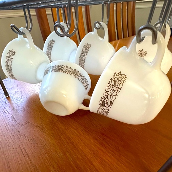 EVC - PYREX/CORNING - Woodland Brown - set of 6 - 8oz mugs - Picture 1 of 11